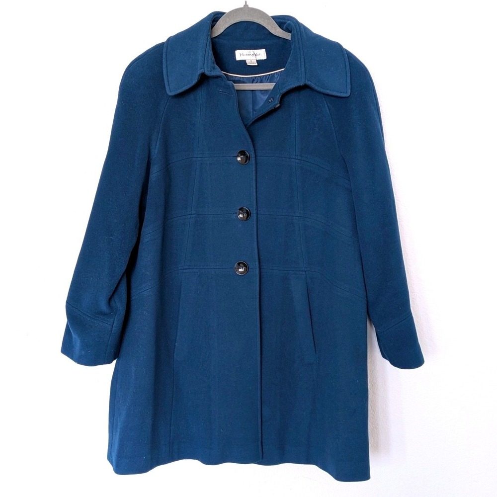 Preston & York Sapphire Blue‎ Wool Blend Car Coat Womens Size 8